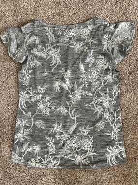 White House Black Market silver and Gray Heathered VNeck Top